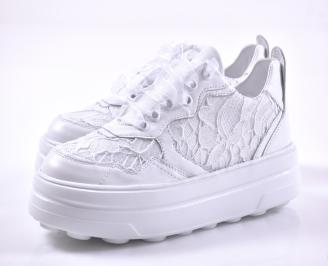 Дамски сникърси естествена кожа бели EOBUVKIBG