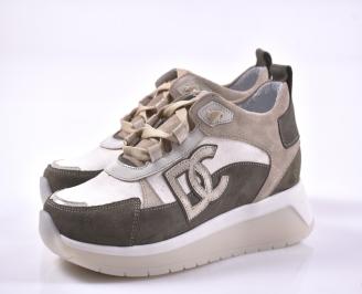 Дамски сникърси естествена кожа бежови EOBUVKIBG