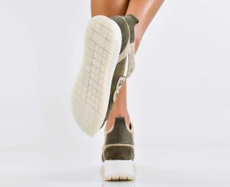 Дамски сникърси естествена кожа бежови EOBUVKIBG