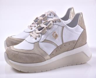 Дамски сникърси естествена кожа бежови EOBUVKIBG