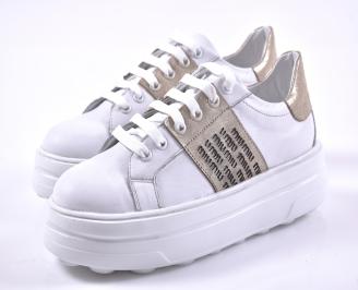 Дамски сникърси естествена кожа бели EOBUVKIBG
