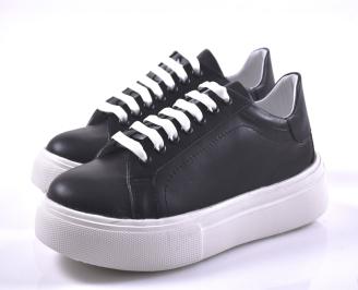 Дамски сникърси естествена кожа черни EOBUVKIBG
