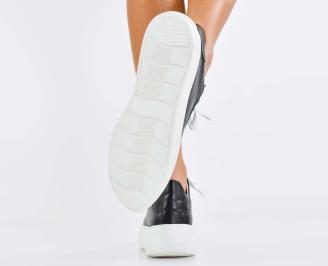 Дамски сникърси естествена кожа черни EOBUVKIBG