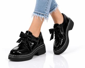Дамски обувки естествен лак черни EOBUVKIBG