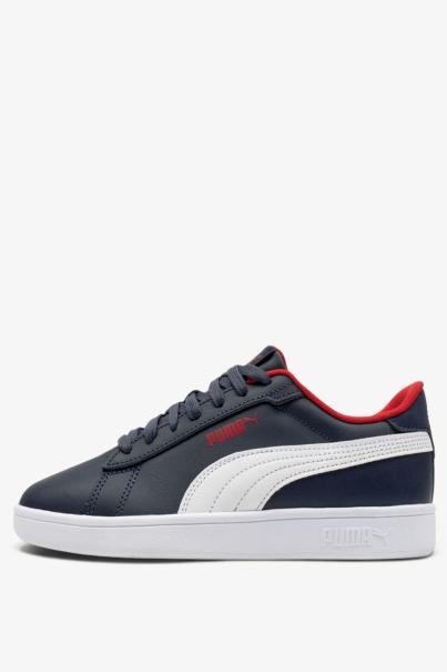 PUMA Smash 3.0 Leather Jr Navy/Red