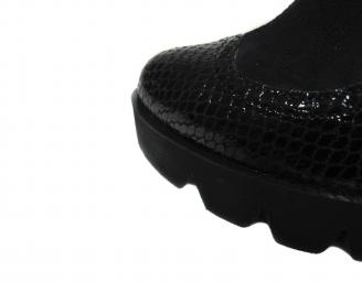 Дамски ботуши на платформа естествена кожа черни