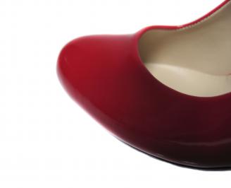 Дамски елегантни обувки на ток еко кожа/лак червени