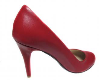 Дамски елегантни обувки на ток еко кожа червени 3