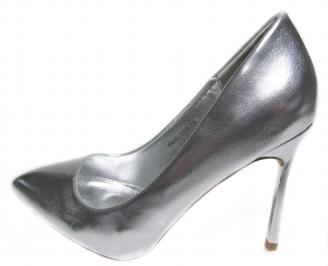 Дамски елегантни обувки еко кожа сребристи