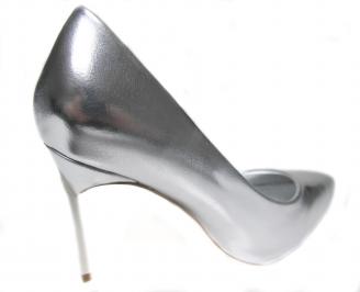 Дамски елегантни обувки еко кожа сребристи