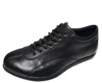 Мъжки спортно елегантни обувки-Гигант естествена кожа черни