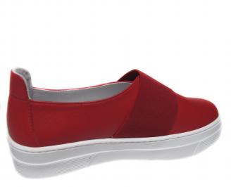 Дамски равни обувки естествена кожа червени 3