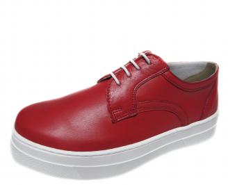 Дамски обувки равни естествена кожа червени