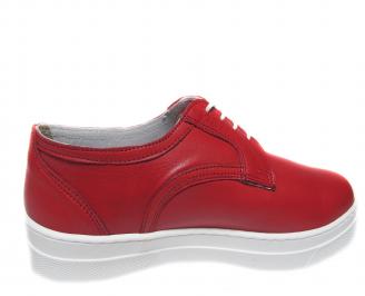 Дамски обувки равни естествена кожа червени