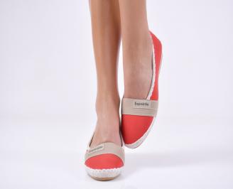 Дамски равни обувки еко кожа червени