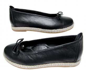 Дамски равни обувки черни естествена кожа