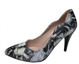 Дамски елегантни обувки еко кожа на цветя