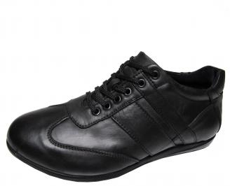 Мъжки спортно елегантни обувки -Гигант естествена кожа черни