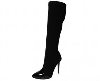 Дамски елегантни ботуши набук черни