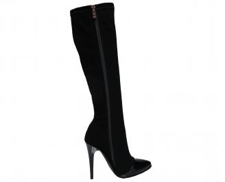 Дамски елегантни ботуши набук черни