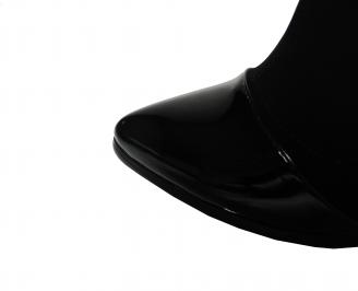 Дамски елегантни ботуши набук черни