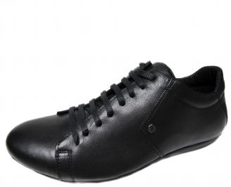 Мъжки спортно елегантни обувки естествена кожа черни