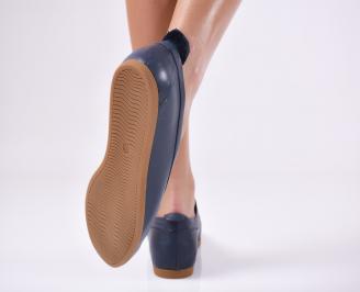 Дамски равни обувки естествена кожа тъмно сини 3