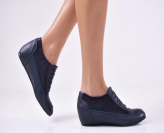 Дамски обувки естествена кожа тъмно сини