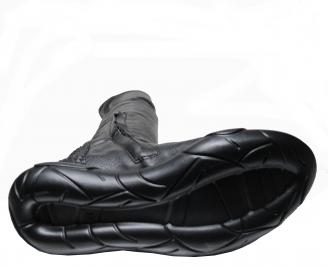 Дамски ботуши тип чизми естествена кожа черни