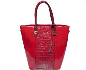 Дамска чанта червена еко кожа/лак
