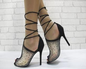 Дамски елегантни сандали  на ток черни