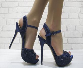 Дамски елегантни сандали на ток  сини