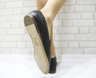 Дамски обувки равни естествена кожа черни 3