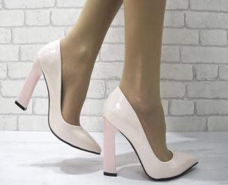 Дамски елегантни обувки еко кожа/лак розови