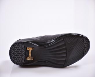 Мъжки спортно елегантни обувки черни естествена кожа