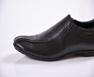 Мъжки спортно елегантни обувки черни естествена кожа