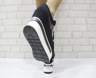 Дамски обувки  на платформа еко кожа/велур черни