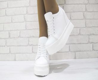 Дамски обувки на платформа еко кожа бели