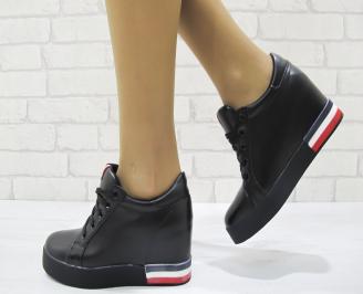 Дамски обувки на платформа еко кожа черни