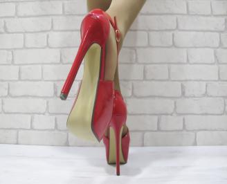 Дамски елегантни сандали еко кожа/лак  червени лак