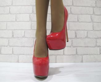 Дамски елегантни обувки еко кожа/лак червени