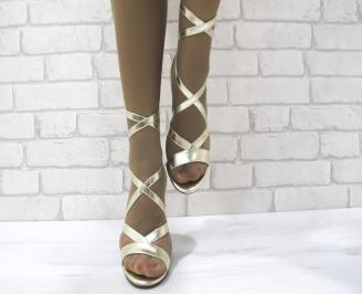 Дамски елегантни сандали  еко кожа  златисти