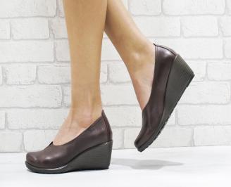 Дамски обувки на платформа естествена кожа  кафяви