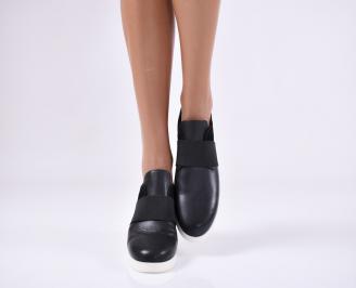 Дамски ежедневни обувки черни естествена кожа EOBUVKIBG