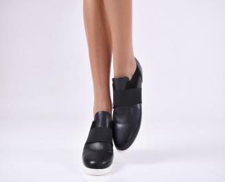 Дамски ежедневни обувки черни естествена кожа EOBUVKIBG