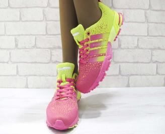 Дамски маратонки   розово/жълти