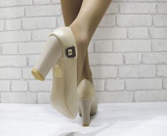 Дамски елегантни обувки  бежови  еко кожа 3