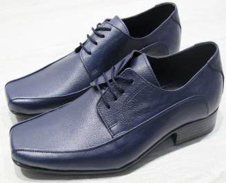 Мъжки официални обувки тъмно сини естествена кожа