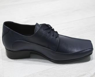 Мъжки официални обувки тъмно сини естествена кожа