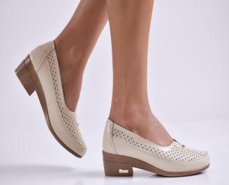 Дамски ежедневни обувки  бежови естествена кожа